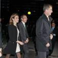 Le prince Felipe et la princesse Letizia d'Espagne ont inauguré ensemble le 13 février 2014 les nouveaux locaux de l'agence de presse EFE, avenue de Burgos, à Madrid.