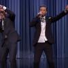 Justin Timberlake et Jimmy Fallon ont revisité l'histoire du rap américain sur le plateau du Tonight Show, le 21 février 2014.