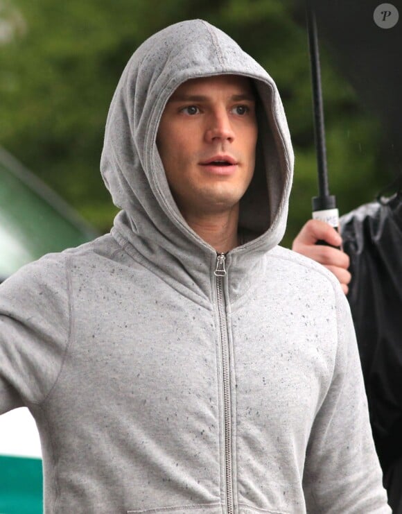 Jamie Dornan sur le tournage de Fifty Shades Of Grey à Vancouver, le 29 janvier 2014