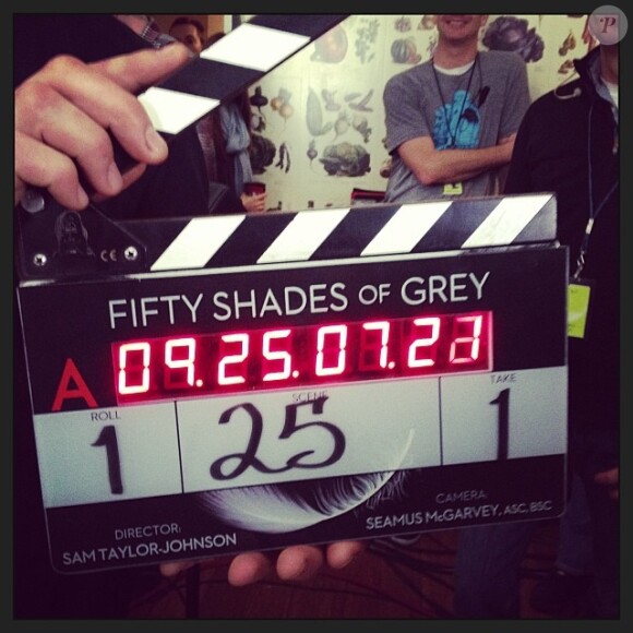 E.L. James immortalise le tournage de Fifty Shades of Grey (Cinquante Nuances de Grey), le 1er décembre 2013.