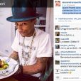 Alexandra Rosenfeld poste une photo de Pharrell Williams mangeant la salade Alexandra de Jean Imbert, le 24 février 2014
