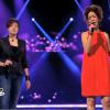 Elodie et Najwa dans The Voice 3 sur TF1, le 1er mars 2014.