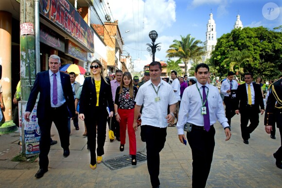 La reine Maxima des Pays-Bas en visite en Colombie le 3 mars 2014, à Lebrija, en sa qualité d'ambassadrice des Nations unies pour la microfinance.