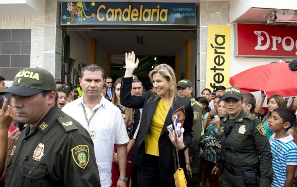 La reine Maxima des Pays-Bas en visite en Colombie le 3 mars 2014, à Lebrija, en sa qualité d'ambassadrice des Nations unies pour la microfinance.