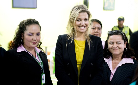 La reine Maxima des Pays-Bas en visite en Colombie le 3 mars 2014, à Lebrija, en sa qualité d'ambassadrice des Nations unies pour la microfinance.