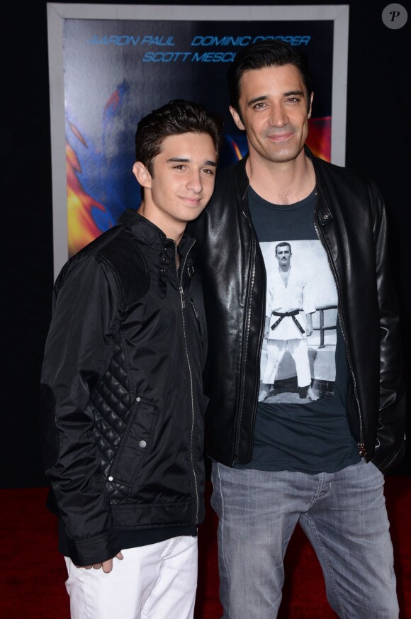 Gilles Marini et son fils Georges Marini à la première de Need For Speed au TCL Chinese Theatre de Los Angeles, le 6 mars 2014.
