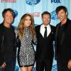 Keith Urban, Jennifer Lopez et Harry Connick Jr., le jury d'American Idol saison 13, à Los Angeles le 20 février 2014.