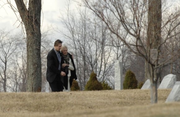 Liam Neeson et Vanessa Redgrave lors des funérailles de Natasha Richardson à Millbrook, le 22 mars 2009.