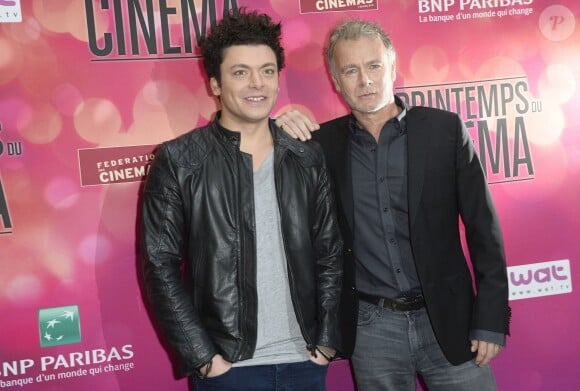 Kev Adams et Franck Dubosc au lancement du Printemps du Cinéma au Cinéma du Panthéon à Paris le 11 mars 2014.