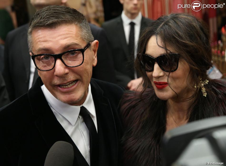 Stefano Gabbana et Monica Bellucci inaugurent une boutique Dolce &amp;amp; Gabbana au centre commercial TsUM. Moscou, le 12 mars 2014.
