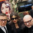 Stefano Gabbana, Monica Bellucci et Domenico Dolce inaugurent une boutique Dolce&amp;Gabbana dans le centre commercial TsUM. Moscou, le 12 mars 2014.