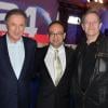 Michel Drucker, Franck Melloul (PDG de i24News) et Francis Huster - Soirée de la chaîne I24News au Pavillon Cambon à Paris, le 12 mars 2014.