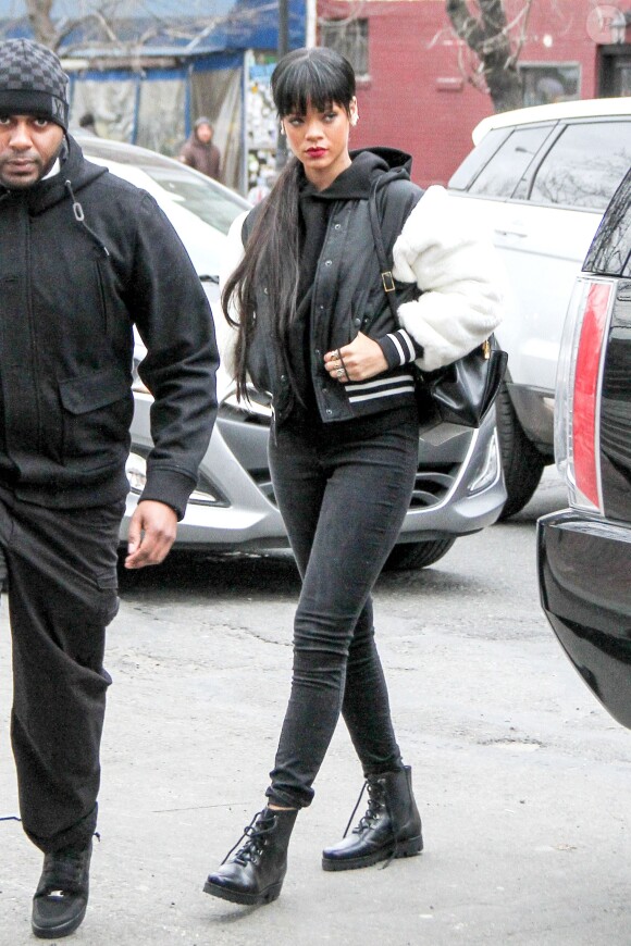 Rihanna, de sortie à New York, le 17 mars 2014.