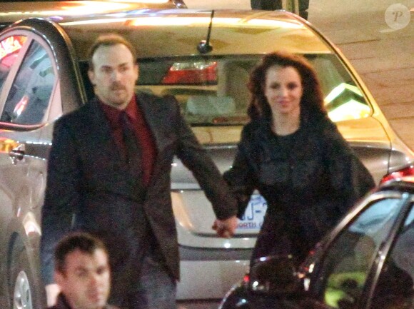 Exclusif - Britney Spears et son chéri David Lucado au dîner de répétition du mariage de Jamie Lynn Spears et James Watson dans un restaurant à La Nouvelle-Orléans, le 13 mars 2014.