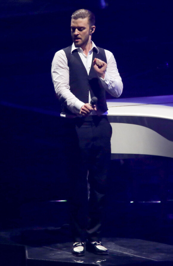 Justin Timberlake en concert à la Rogers Arena à Vancouver, le 16 janvier 2014.