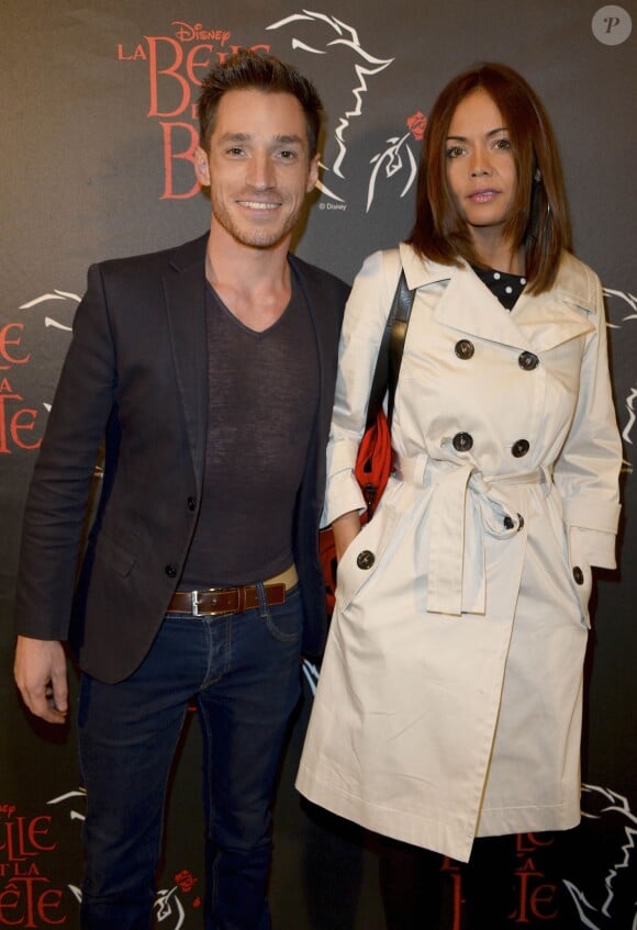 David Lantin et sa compagne - Première de la comédie musicale "La Belle et la Bête" avec Vincent Niclo dans le rôle de la Bête au théâtre Mogador à Paris le 20 mars 2014.