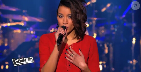 Melissa Maudran lors de l'épreuve ultime dans The Voice 3 le samedi 22 mars 2014 sur TF1