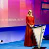 La reine Maxima des Pays-Bas lors de son discours après avoir reçu le 21 mars 2014 à Baden-Baden le Deutsche Medien Award 2014, récompensant son engagement sous l'égide des Nations unies pour la finance inclusive pour le développement.