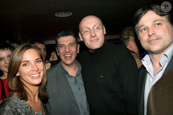 Melissa Theuriau, Thierry Gilardi, Bernard Laporte et Denis Charvet lors de La nuit des sports au Club l'Etoile à Paris, le 21 mars 2006