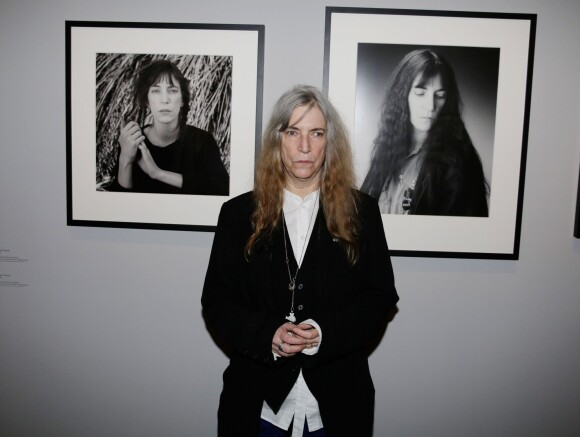 Patti Smith au vernissage de l'exposition Robert Mapplethorpe au Grand Palais, organisé par la société Aurel BGC, mécène exclusif de cette rétrospective. À Paris, le 24 mars 2014.
