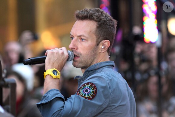 Chris Martin et son groupe Coldplay en live à New York le 21 octobre 2011