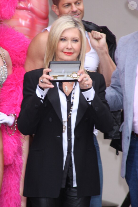 Olivia Newton-John à Las Vegas lors d'une cérémonie en son honneur au Flamingo Hotel. Le 2 avril 2014.