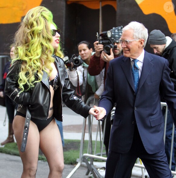 Lady Gaga et David Letterman à New York, le 2 avril 2014.