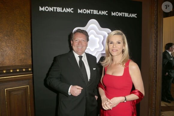 Exclusif - Michel Adé (DG de Montblanc France), Laurence Ferrari - Le stylo Meisterstück de Montblanc fête son 90ème anniversaire à l'institut des lettres et Manuscrits à Paris le 1er avril 2014.