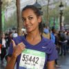 Karine Le Marchand au départ du Marathon de Paris le 6 avril 2014, près des Champs-Elysées (Paris).