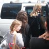 La magnifique Kate Moss et sa fille Lila arrivent à Sao Paulo le 4 avril 2014, pour assister au gala de l'amfAR.