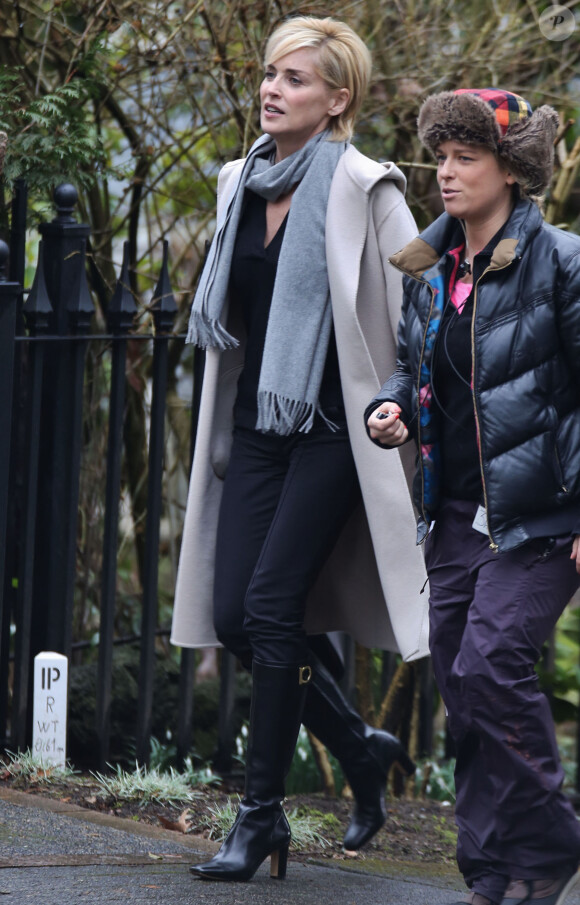 Sharon Stone sur le tournage de la série "Agent X" à Vancouver, le 3 mars 2014