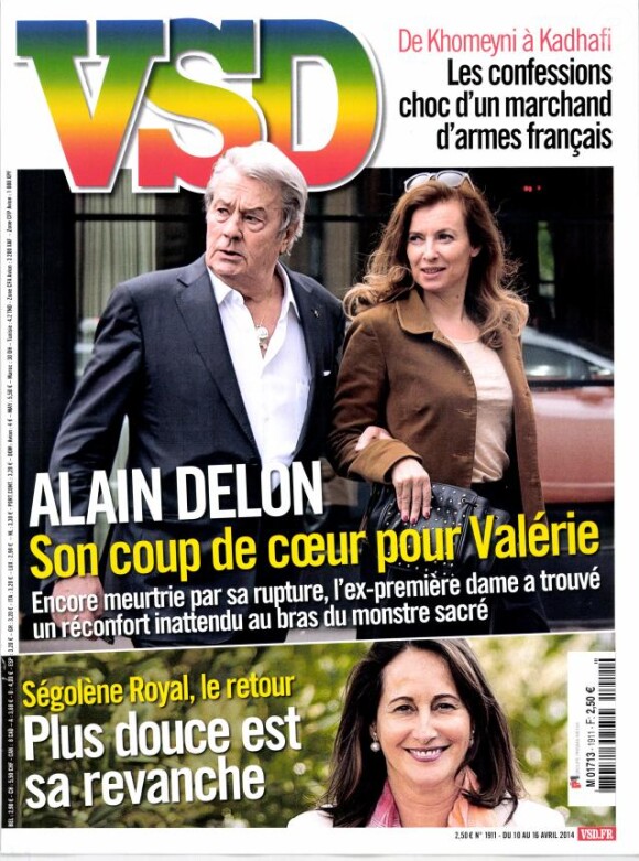 Le magazine VSD du 10 avril 2014 avec Valérie Trierweiler et Alain Delon en couverture
