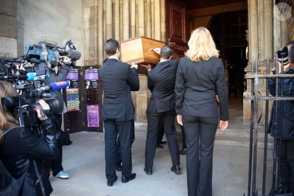 Obsèques de Régine Deforges en l'église Saint-Germain-des-Prés à Paris. Le 10 avril 2014.