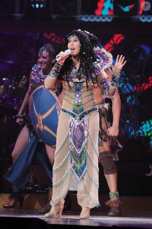 La chanteuse Cher (67 ans) en concert au TD Garden à Boston (Massachussetts), le 9 avril 2014.
