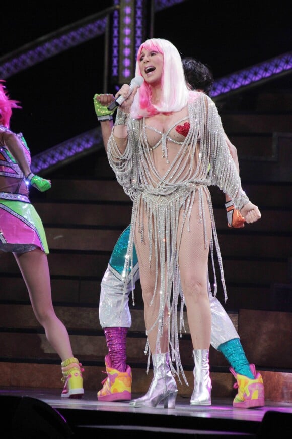 Cher en concert au TD Garden de Boston (Massachussetts), le 9 avril 2014.