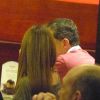 Letizia et Felipe d'Espagne assis au cinéma, le 9 avril 2014, à Madrid.