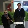 Exclusif - Les fiancés Mary-Kate Olsen et Olivier Sarkozy à l'aéroport Roissy-Charles-de-Gaulle pour se rendre à New York après leur séjour à Paris, le 6 avril 2014.