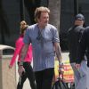 Johnny Hallyday quitte la salle de gym à Los Angeles le 10 avril 2014.