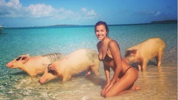 Irina Shayk : Sexy à la plage au milieu de cochons taquins