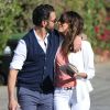 Exclusif - Eva Longoria et son petit ami Jose Antonio Baston s'embrassent à la sortie d'un restaurant à Santa Monica, le 16 février 2014.