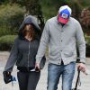 Exclusif - Ashton Kutcher et sa fiancée Mila Kunis promènent leurs chiens à Los Angeles. Le 1er Mars 2014.