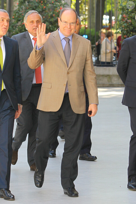 Le prince Albert II de Monaco était à Madrid le 16 avril 2014 pour visiter le musée Thyssen.