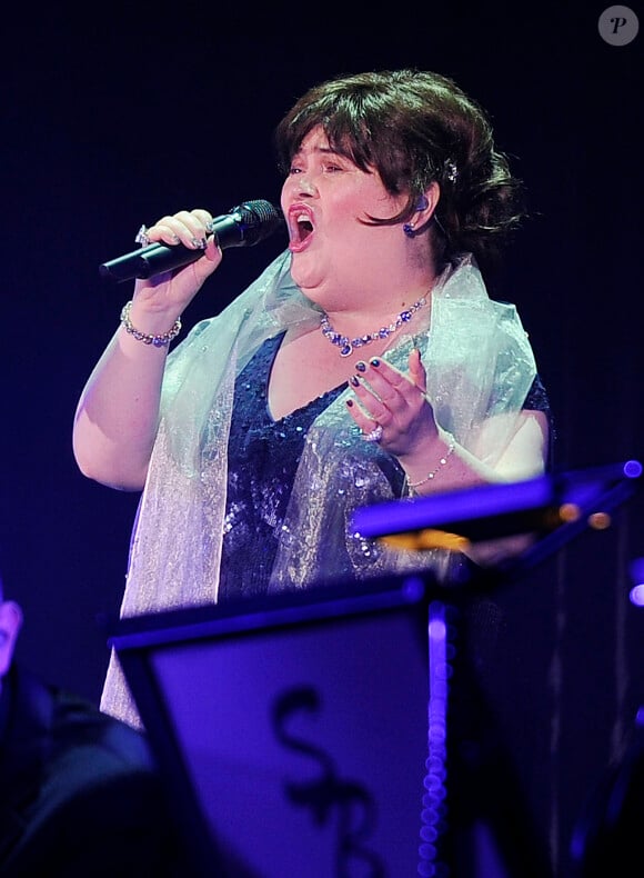 Susan Boyle en concert à Londres, le 6 avril 2014.
