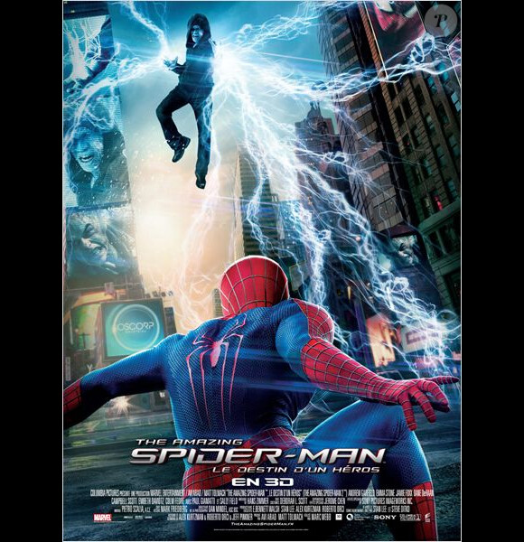 Affiche du film The Amazing Spider-Man 2 avec Jamie Foxx en Electro et Andrew Garfield en homme-araignée