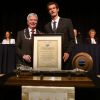 Andy Murray, en pleurs, est nommé citoyen d'honneur de la ville de Stirling (Ecosse) le 23 avril 2014. 