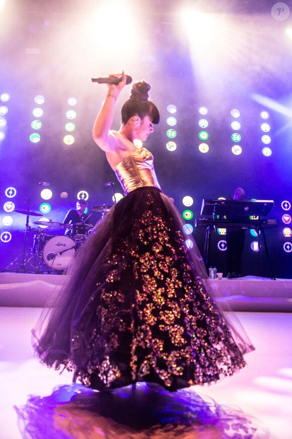Lily Allen en concert au Shepherd's Bush Empire de Londres, le 28 avril 2014.