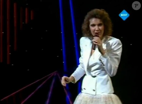 La chanteuse Céline Dion, lors du concours de l'Eurovision, le 30 avril 1988.
