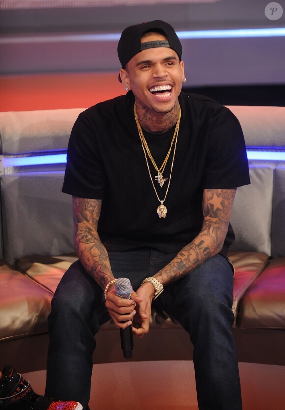 Chris Brown dans l'émission 106 & Park. New York, le 1er avril 2013.