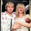 Kurt Cobain, Courtney Love avec leur fille Frances Bean en 1992.