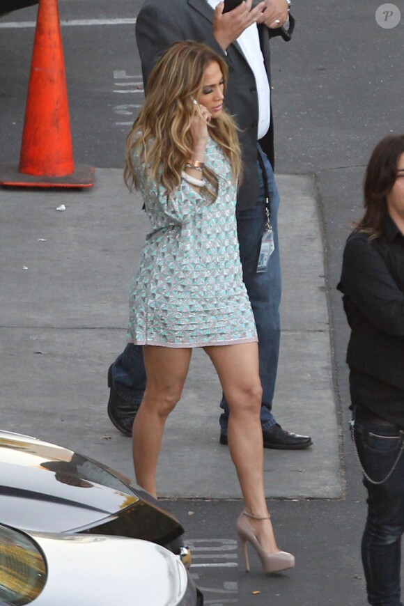 Jennifer Lopez se rend sur le plateau d'American Idol. Los Angeles, le 30 avril 2014.